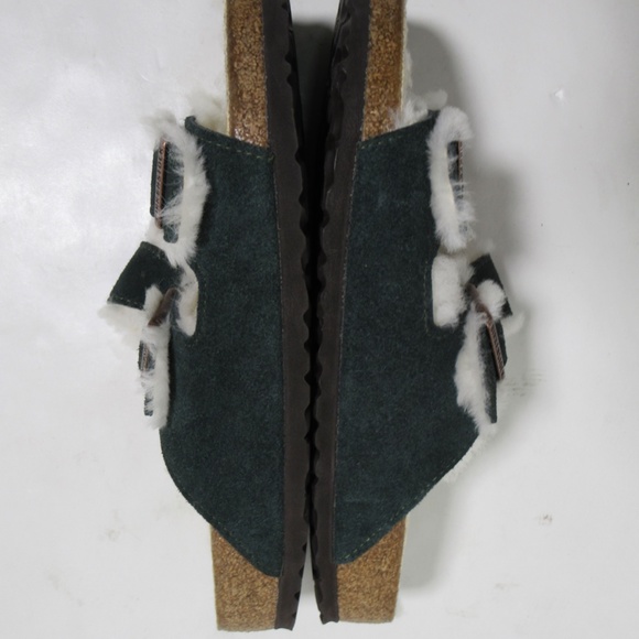 Birkenstock Men's Arizona Shearling Suede Leather Sandals Mountain View Green 10 - Picture 8 of 12